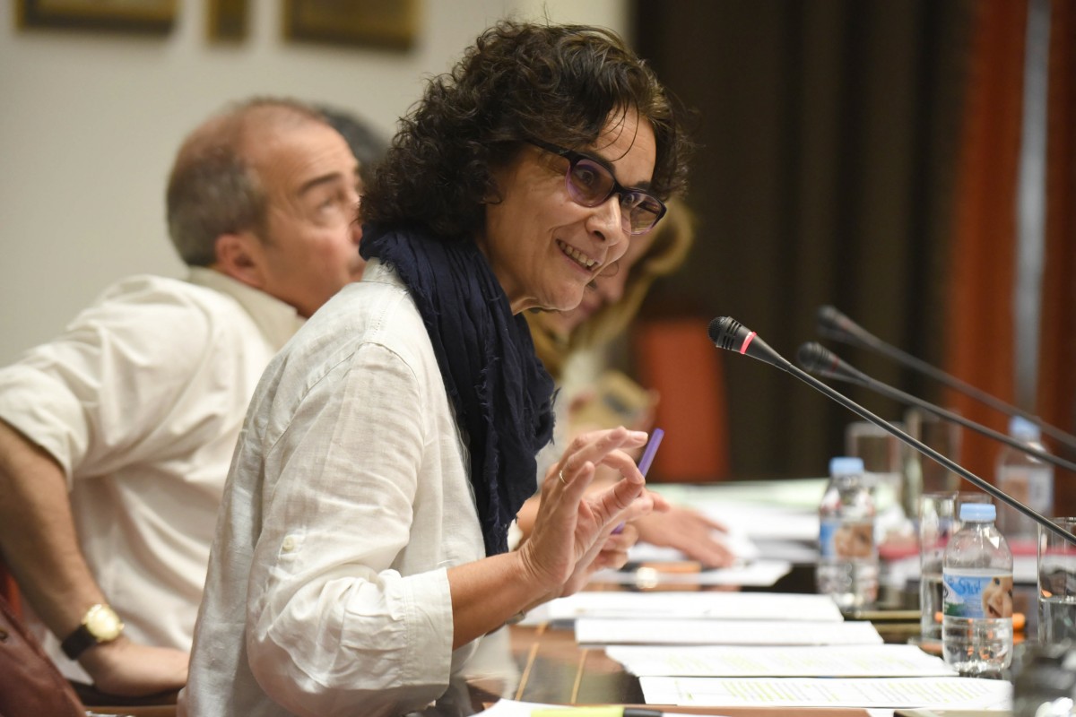 Asunción Delgado, diputada de Podemos, critica los artículos del anteproyecto de la Ley del Suelo que avalan proyectos no previstos en el planeamiento. / SERGIO MÉNDEZ