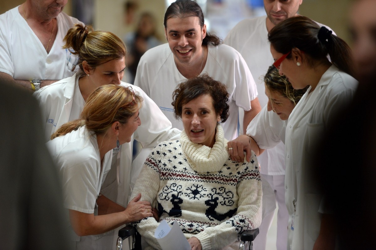 Teresa Romero a su salida del hospital. / CEDIDA