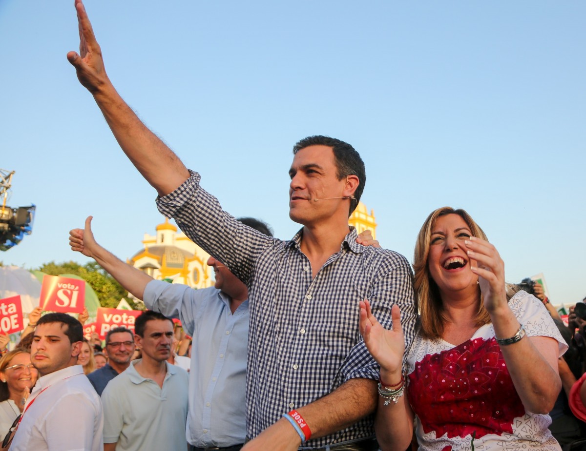 Pedro Sánchez y Susana Díaz en un acto de campaña