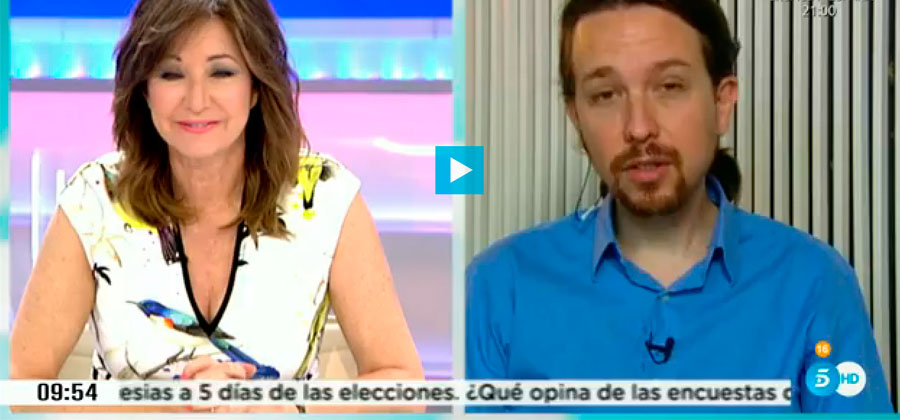 Pablo Iglesias con Ana Rosa Quintana