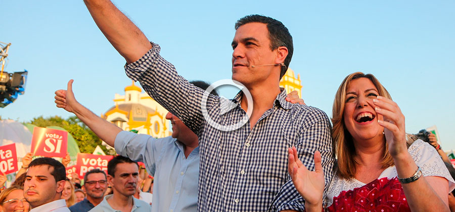 Susana Díaz y Pedro Sánchez en un acto de campaña