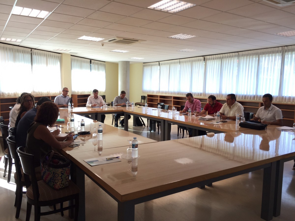 Un momento de la reunión entre los representantes del Cabildo y los concejales de transportes. DA