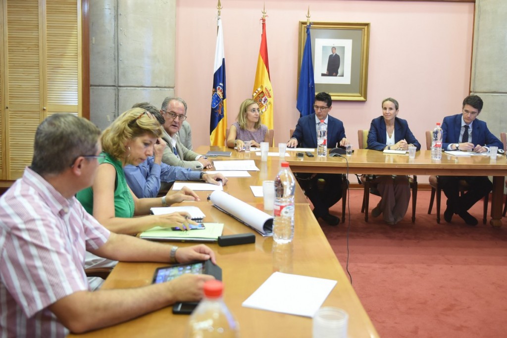 Representante de la DGT, el Cabildo y la Consejería de Obras Públicas     participaron ayer en el encuentro. Sergio Méndez