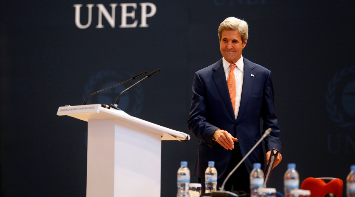 John Kerry, secretario de Estado de EEUU, satifecho tras los logros de la reunión medioambiental en Kigali, Ruanda | FOTO: REUTERS/James Akena