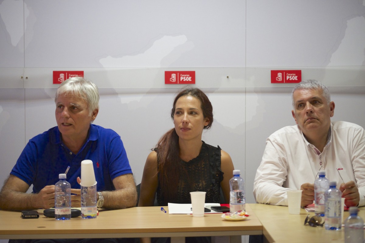 José Miguel Pérez, Patricia Hernández y Manuel Marcos Pérez, en la Ejecutiva Regional del miércoles. / DA