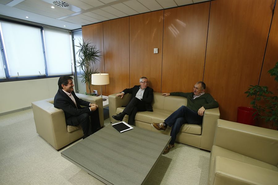 Javier Fernández, Ignacio Fernández Toxo y Pepe Álvarez | FOTO: EUROPA PRESS