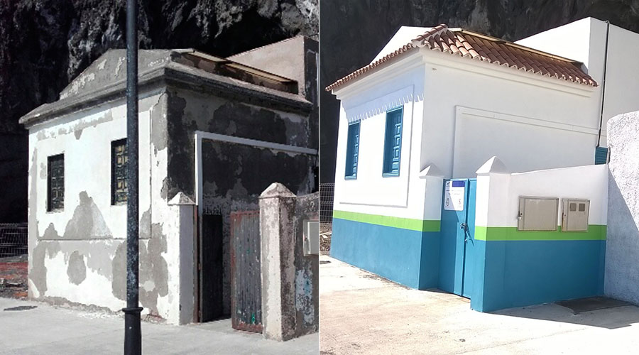 Estación de bombeo, antes y después. / DA