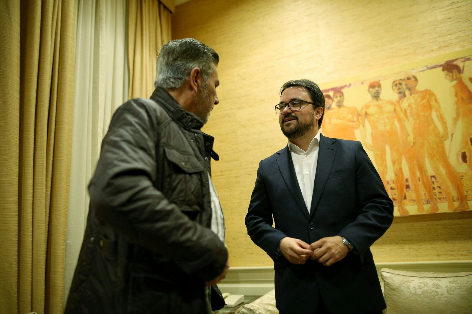 José Miguel Rodríguez Fraga (PSOE) y Asier Antona (PP) en su encuentro para tratar un gobierno alternativo a CC | FOTO: Andrés Gutiérrez