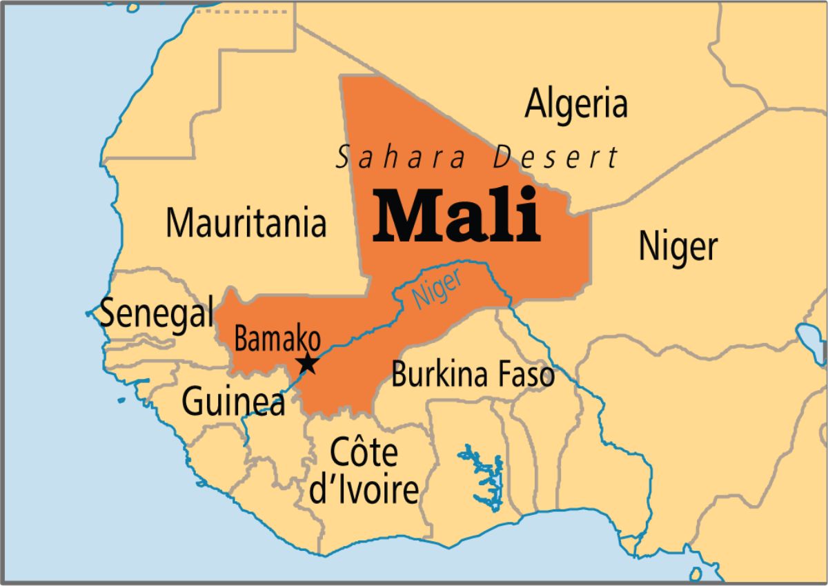 Mapa de situación de Mali. DA