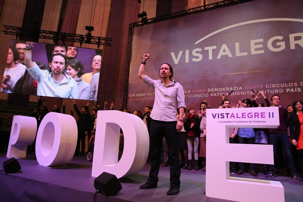 Pablo Iglesias en un momento durante la celebración de la asamblea de Podemos en Vistalegre | EUROPA PRESS