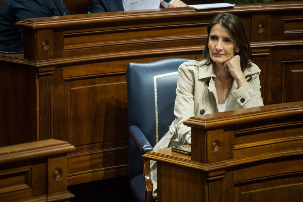 La consejera de Turismo, Cultura y deportes, Mariate Lorenzo, en el pleno de esta semana. / ANDRÉS GUTIÉRREZ