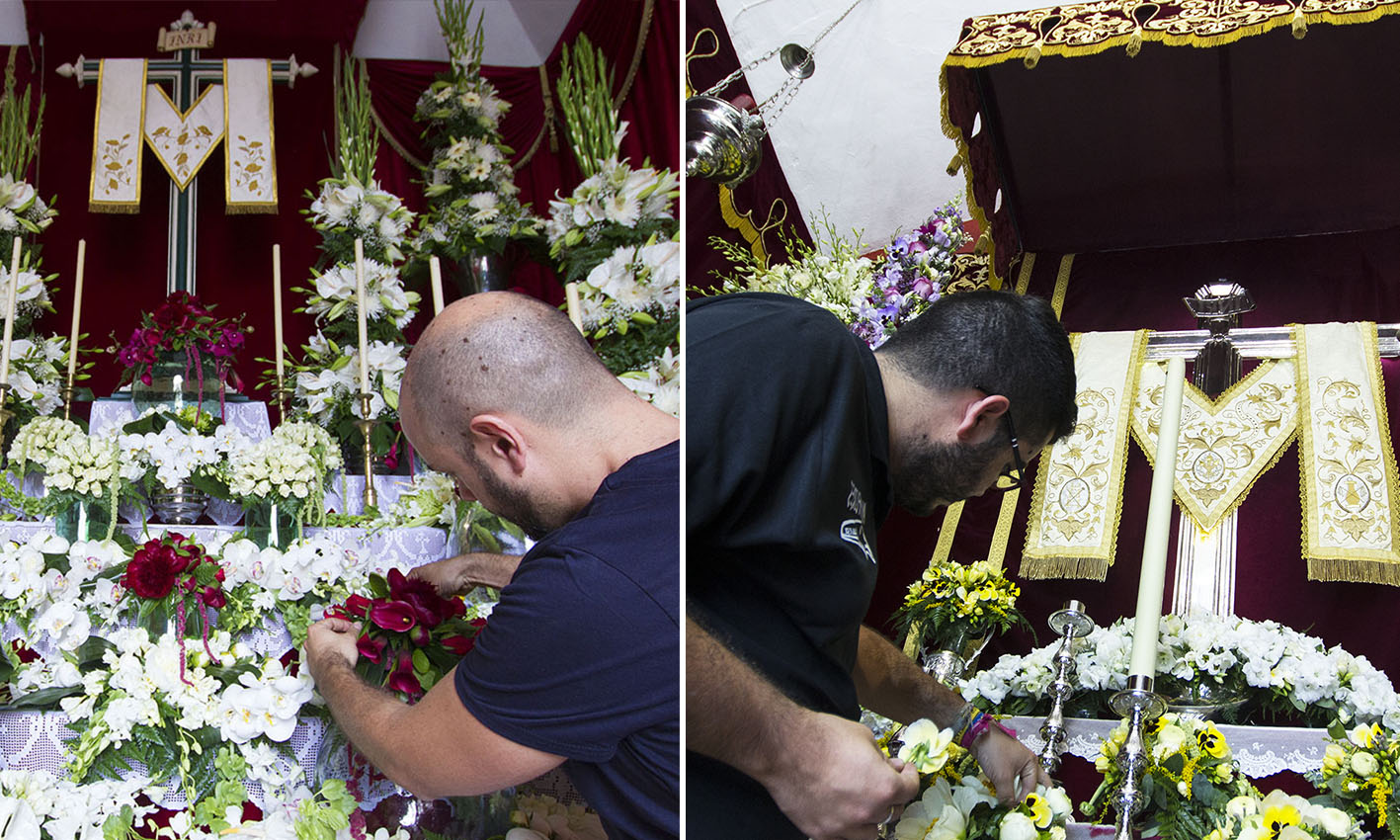 El amarillo es el color predominante en la cruz de la calle de El Sol, seguido del blanco y el violeta. En cambio, la calle de El Medio optó por el blanco junto con el rojo y tintes de fucsia para el arreglo floral de su cruz. Isidro Felipe Acosta