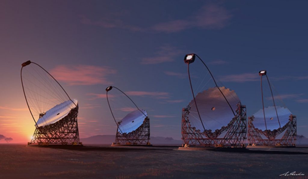 Imagen del IAC de los prototipos de los telescopios Cherenkov que se instalarán en La Palma. DA