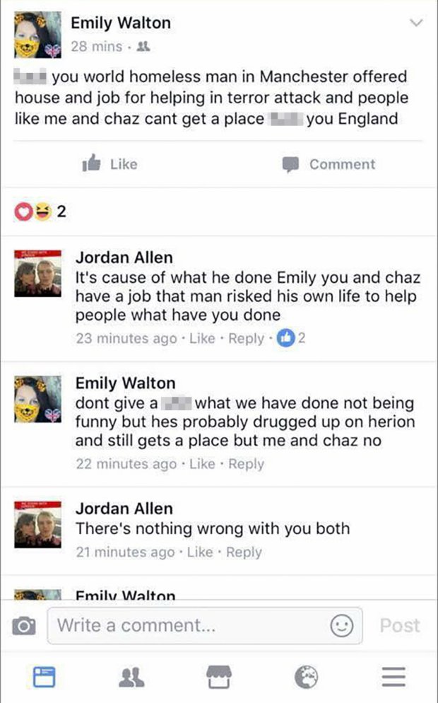 Mensaje de Facebook Emily Walton