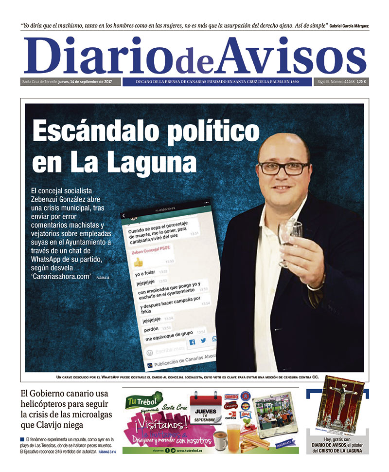 DIARIO DE AVISOS fue el único periódico tinerfeño que se hizo eco de inmediato del nuevo escándalo que avergüenza a los laguneros. DA