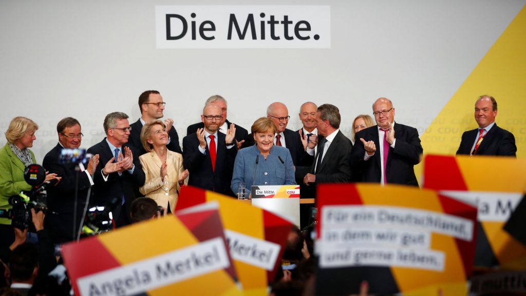 Merkel y los líderes de la CDU celebran la victoria. El Español