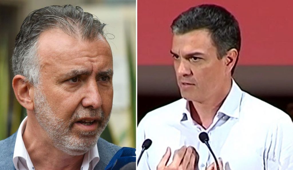 El nuevo secretario general del PSOE en Canarias, Ángel Víctor Torres, y el líder de los socialistas, Pedro Sánchez. DA