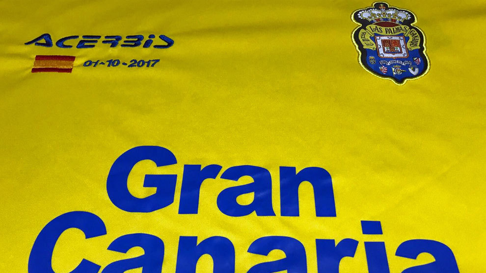 Camiseta de la UD Las Palmas para el partido en el Nou Camp