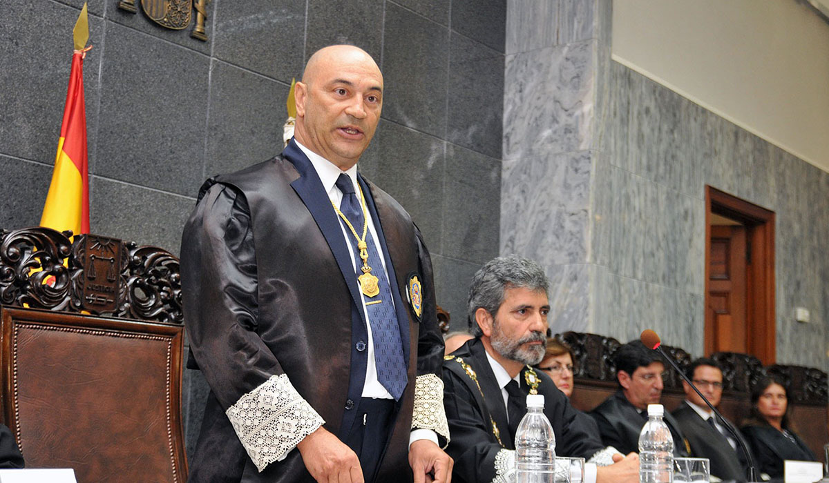 El presidente del tribunal Superior de Justicia de Canarias, Antonio Doreste, durante un discurso. YouTube