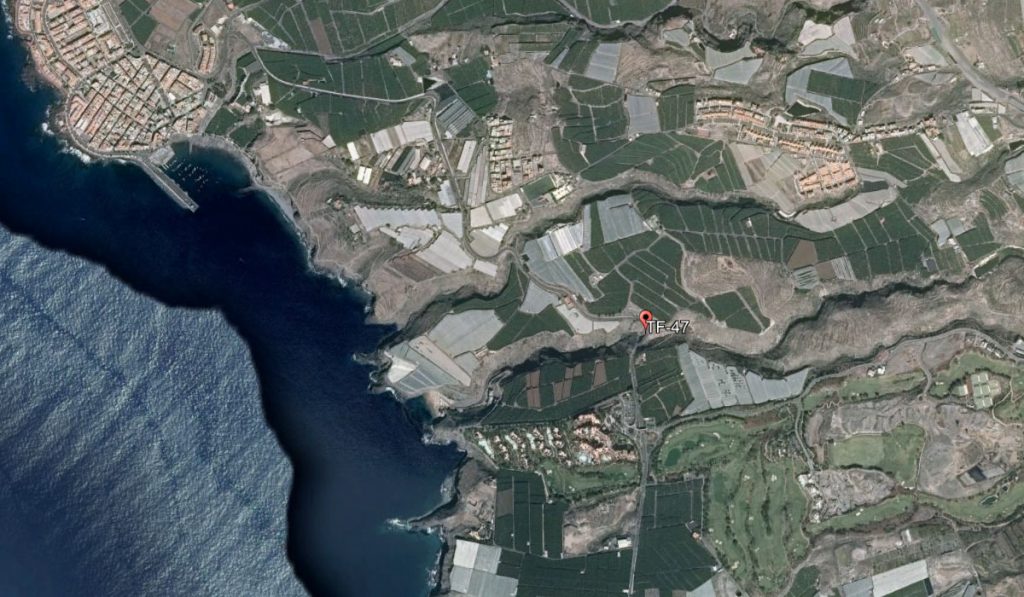 Carretera TF-47, a la altura de Alcalá, dentro del municipio de Guía de Isora (Tenerife). Google Earth