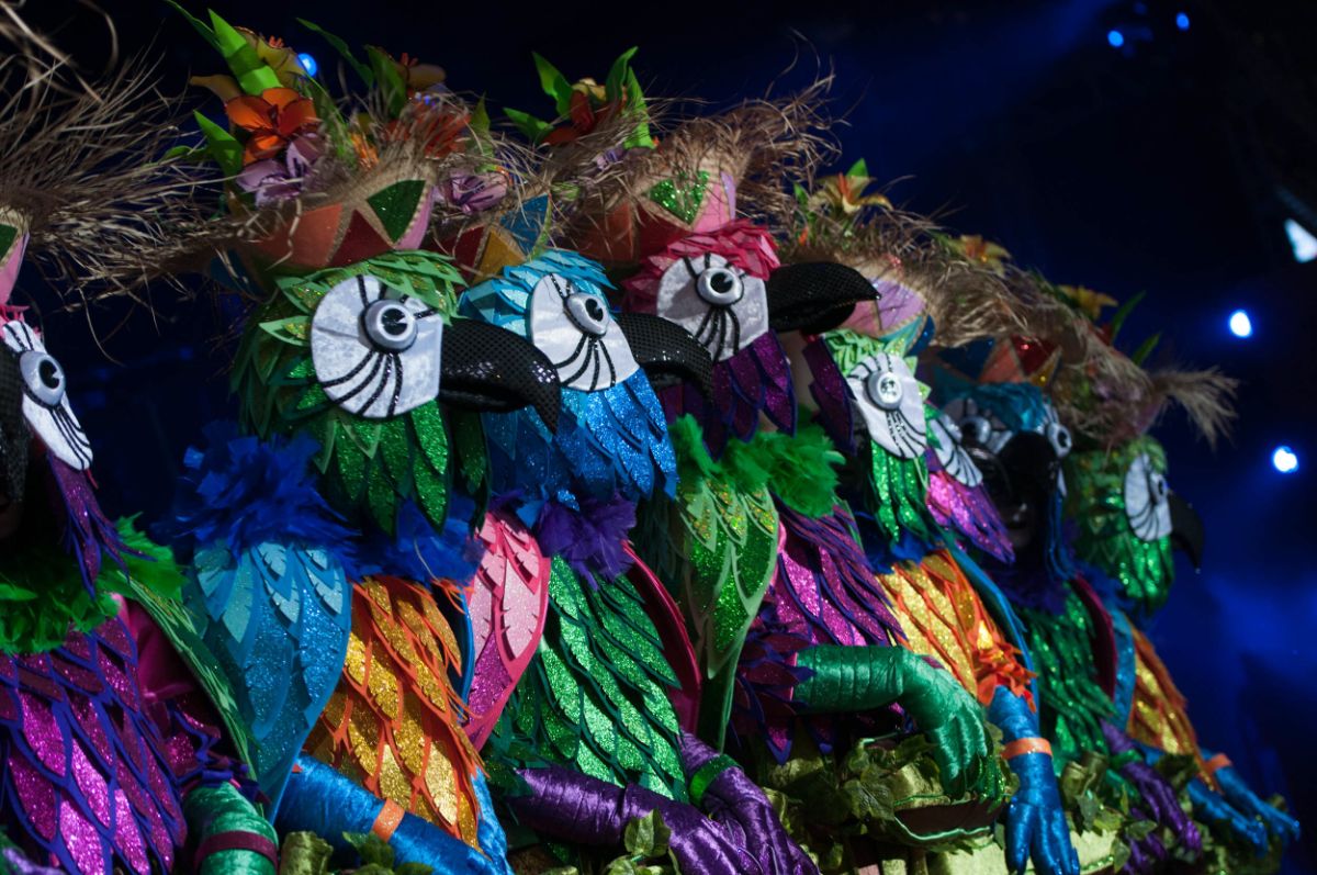 Los murgueros de la Casa del Miedo         presentaron este año a concurso la fantasía Del Carnaval de Río... me río. Fran Pallero