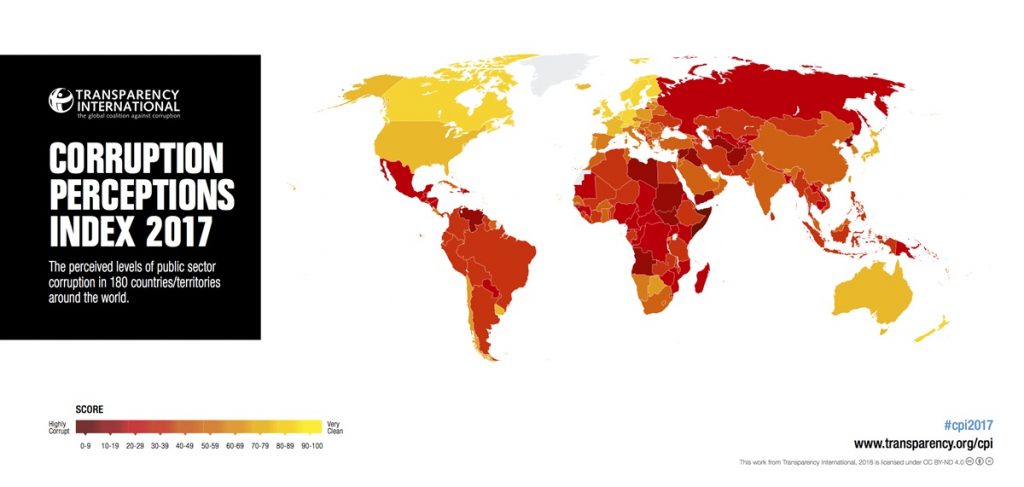 Mapa corrupción 2017 transparencia internacional