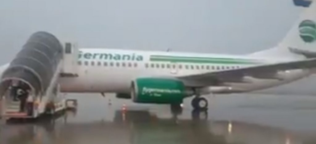 El avión de Germania, tras la colisión en Israel. / TWITTER