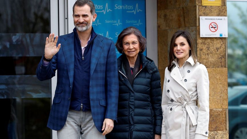 Rey Juan Carlos, reina Letizia y doña Sofía