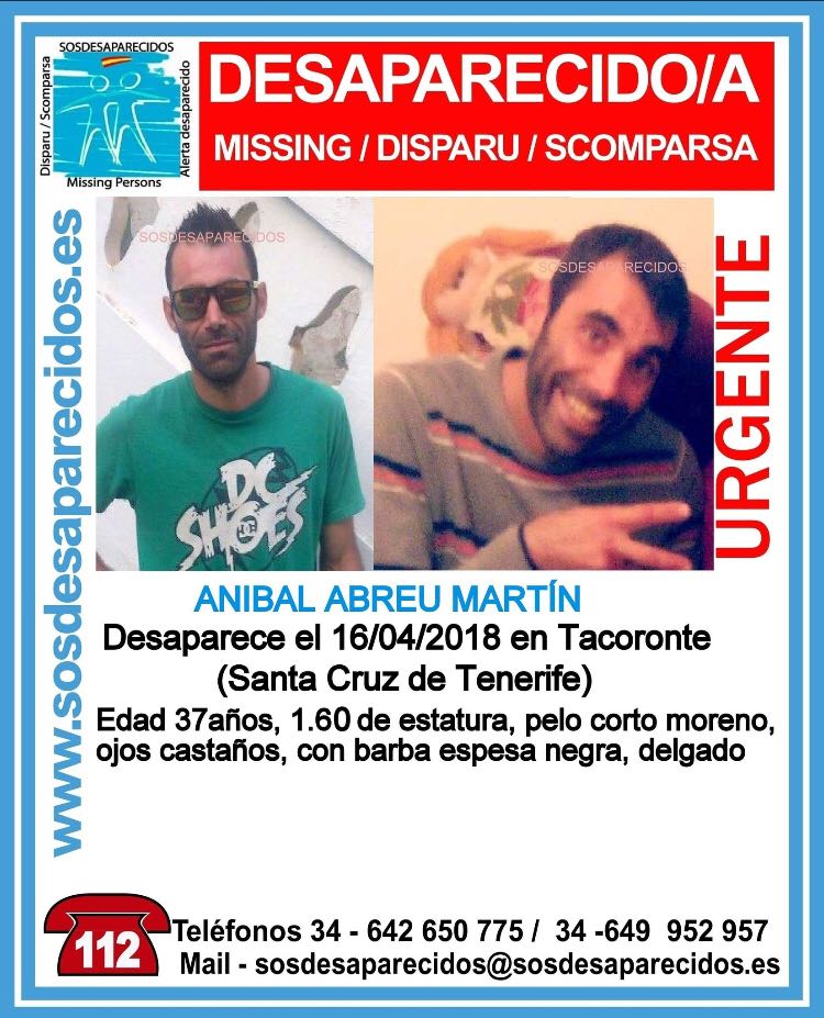 Cartel con la alerta por la desaparición de Anibal Abreu. / DA
