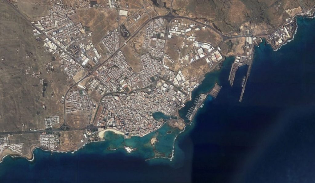 Imagen aérea de Arrecife (Lanzarote). Google Earth