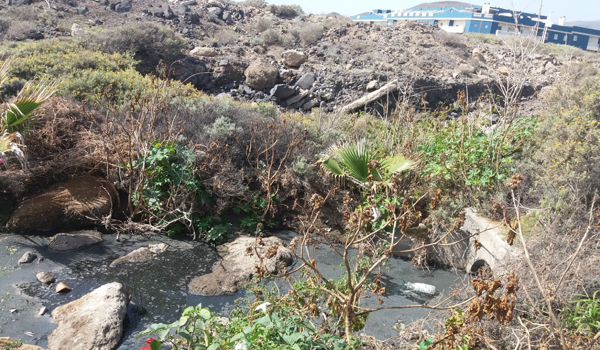 Agua estancada en el barranquillo entre El Socorro y el Polígono. Norchi