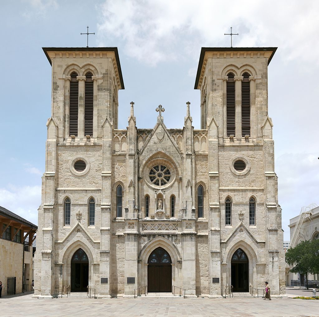 Primera catedral de los Estados Unidos, construida en 1749 por colonos canarios en San Antonio de Texas, bajo la advocación de la Virgen de Candelaria. DA