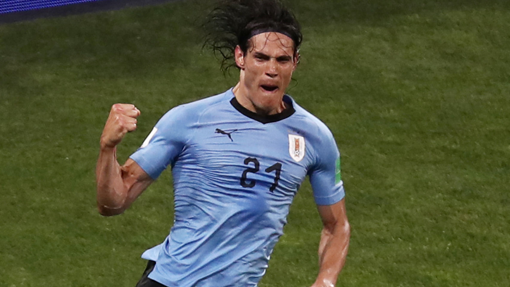 Edison Cavani con la selección de Uruguay