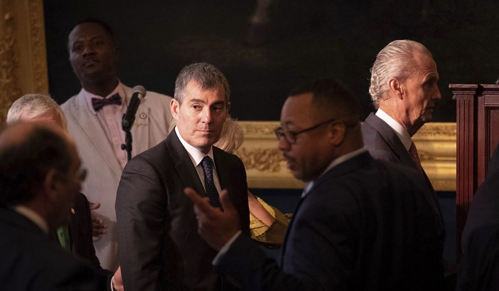 El presidente regional, Fernando Clavijo, durante los actos celebrados ayer. Gobierno de Canarias