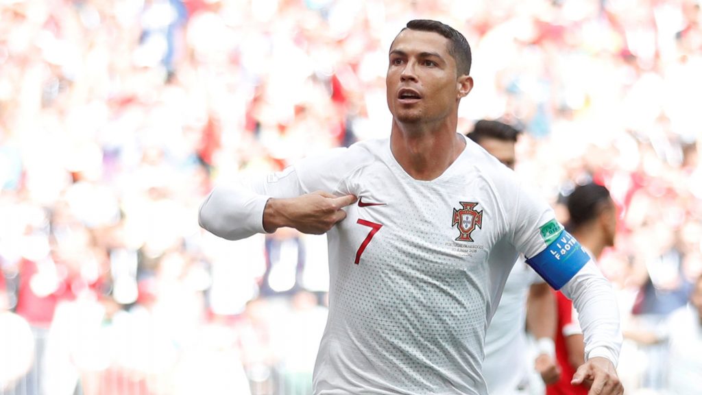 Cristiano Ronaldo celebrando su gol a Marruecos. | EE