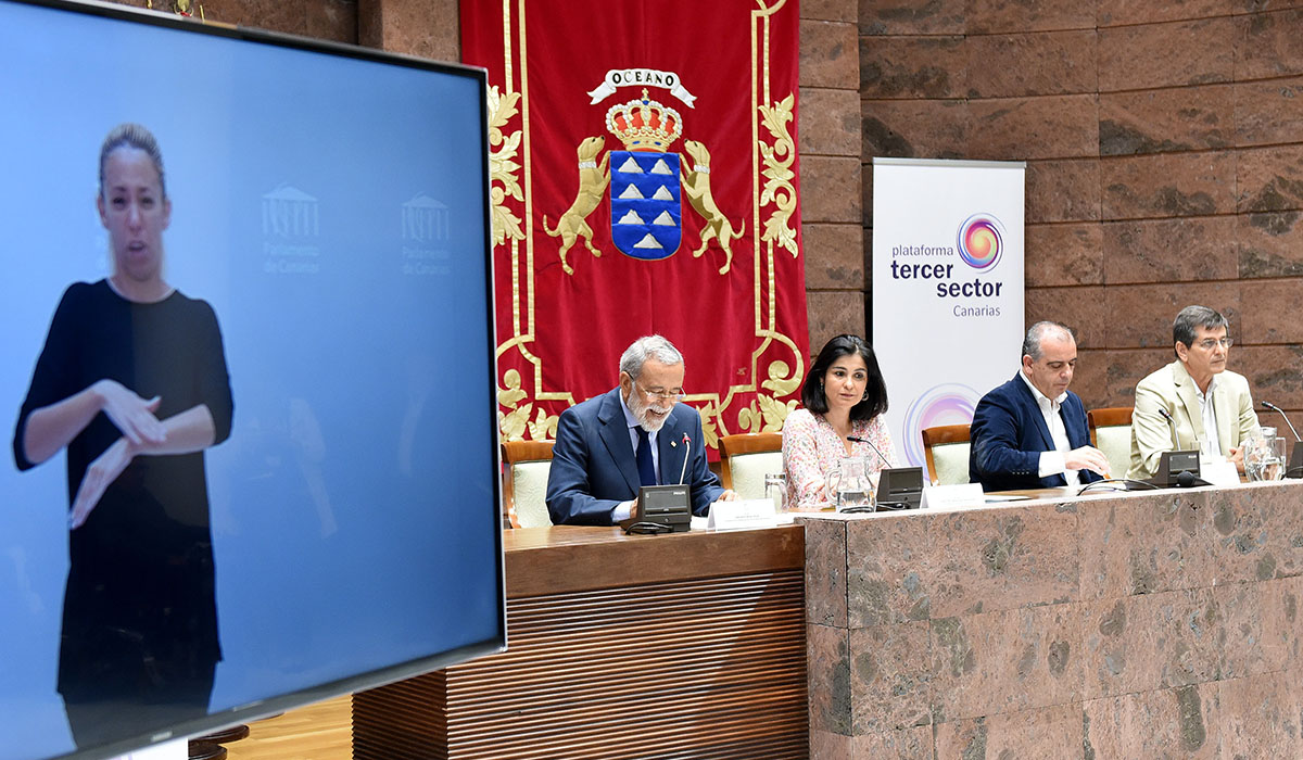 Presentación de la Plataforma del Tercer Sector, ayer en el Parlamento de Canarias. Sergio Méndez