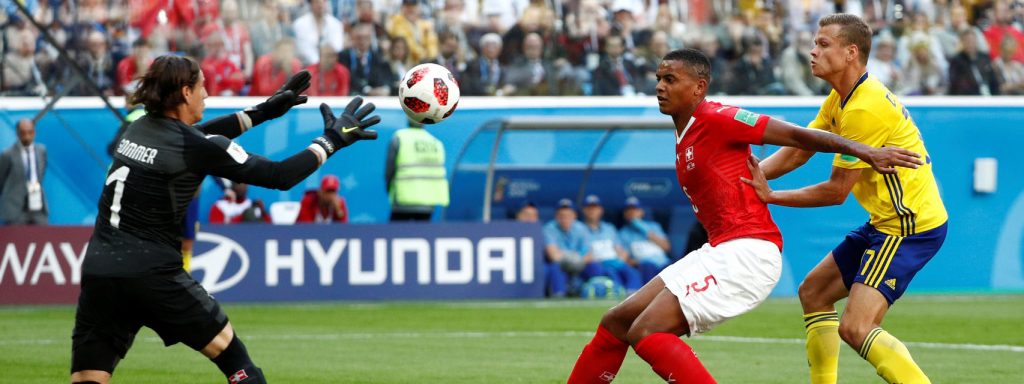 Imagen del partido de octavos del Mundial Suecia - Suiza. | EE