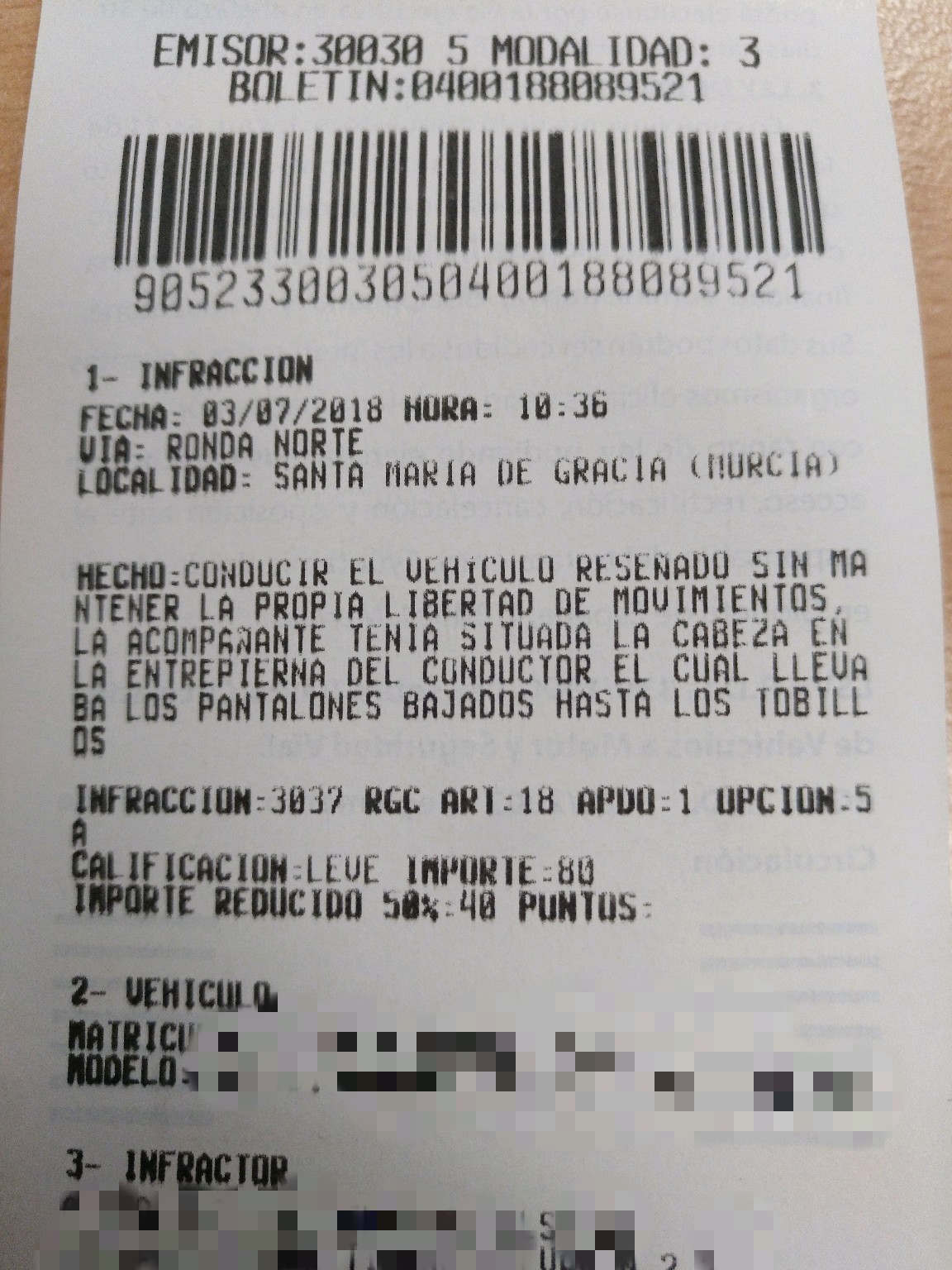 La multa impuesta en Murcia. / DA