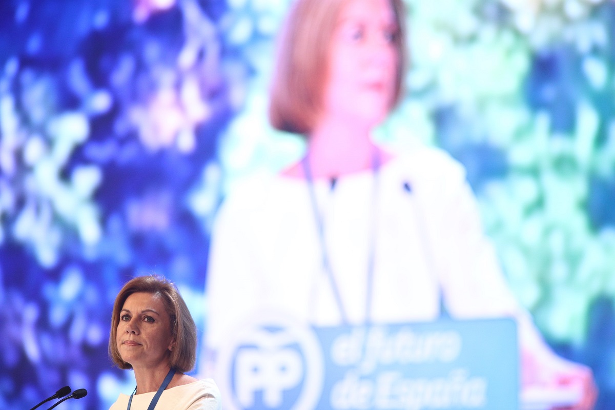 María Dolores del Cospedal en su intervención en el Congreso del PP para suceder a Rajoy / EP