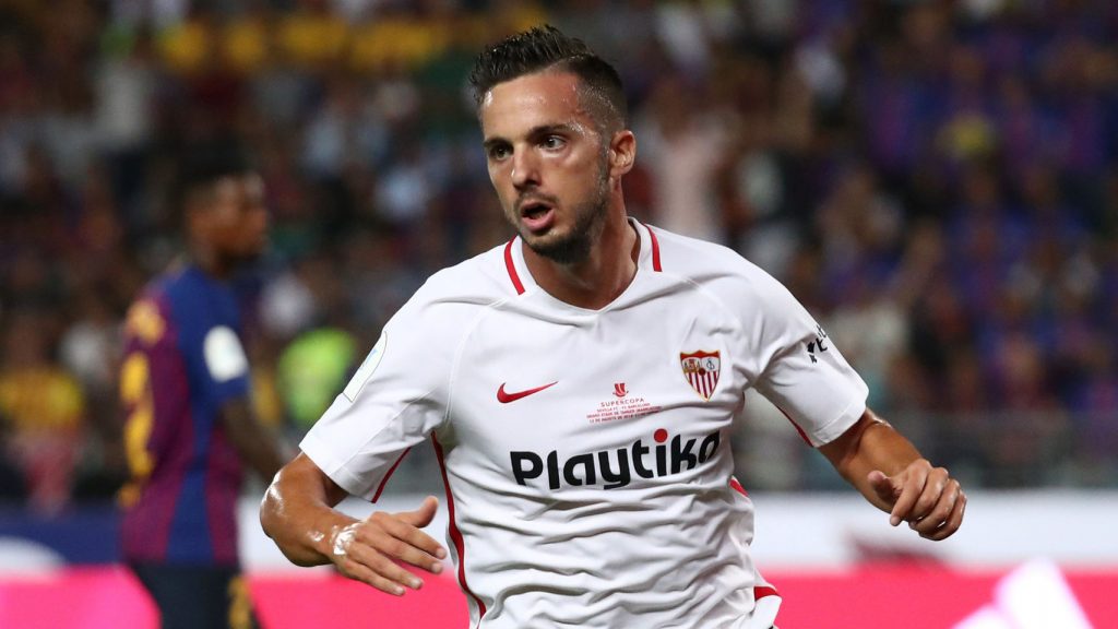 Sarabia celebra su gol contra el Barcelona. | EP