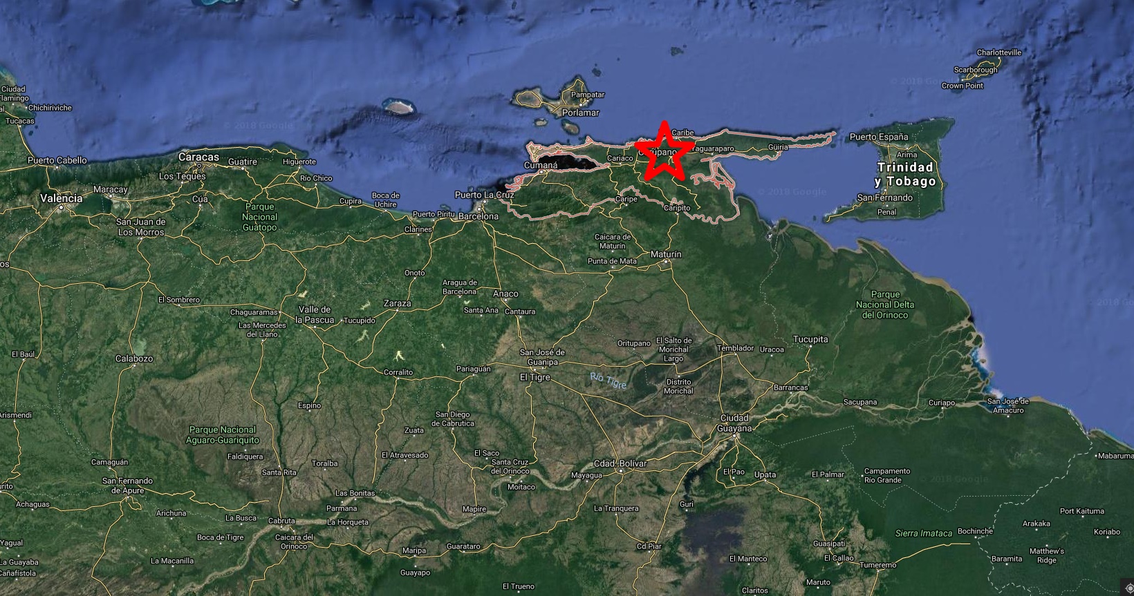 Terremoto en Venezuela. / GOOGLE MAPS