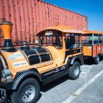 El tren espera en el muelle de Santa Cruz al inicio de su actividad, ya señalizada, mientras que a lo largo de agosto ha hecho recorridos de prueba. F. P. / DA
