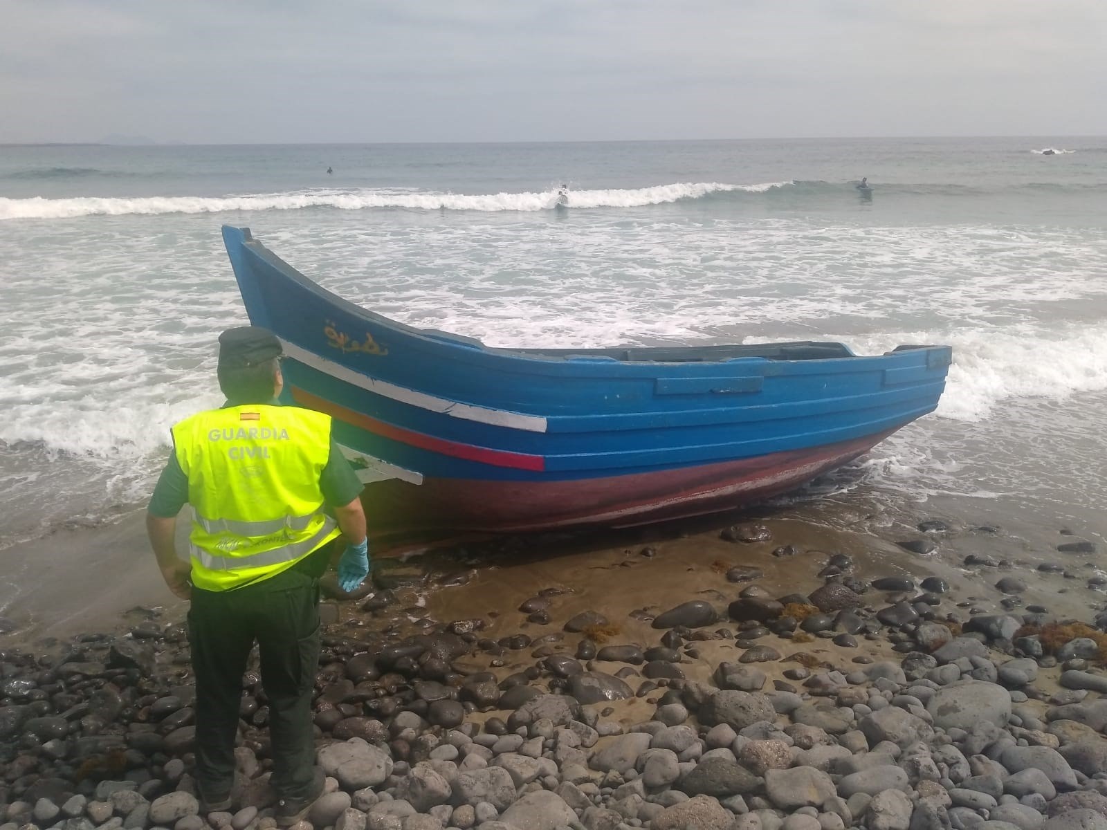 Patera que llegó anoche a Lanzarote. | Foto: Guardia Civil