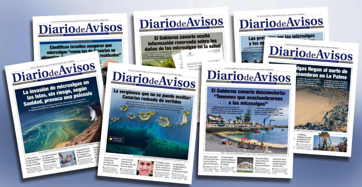 Portadas de Diario de Avisos sobre las microalgas. / DA