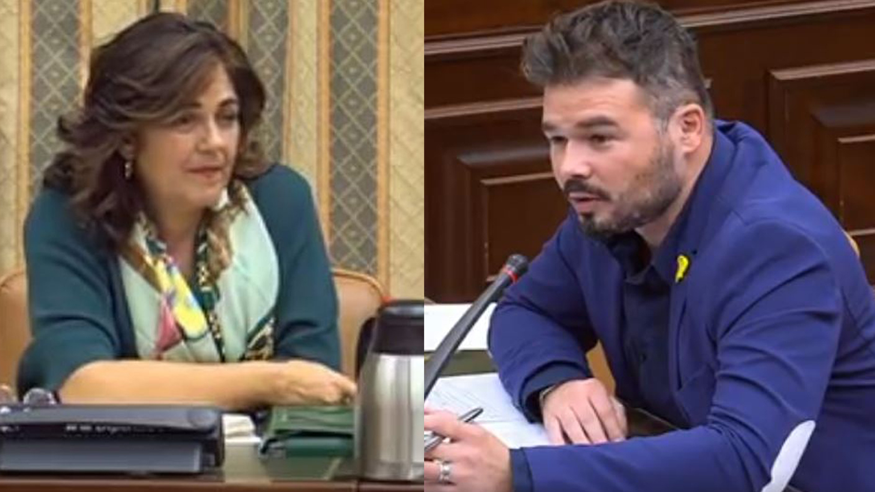 Rufián llama "palmera" a una diputada del PP y esta estalla en plena comisión: "No me guiñes el ojo, imbécil". / EE
