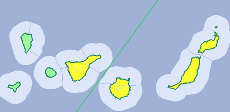 Tnerife y las islas orientales, en aviso amarillo por lluvias. / AEMET