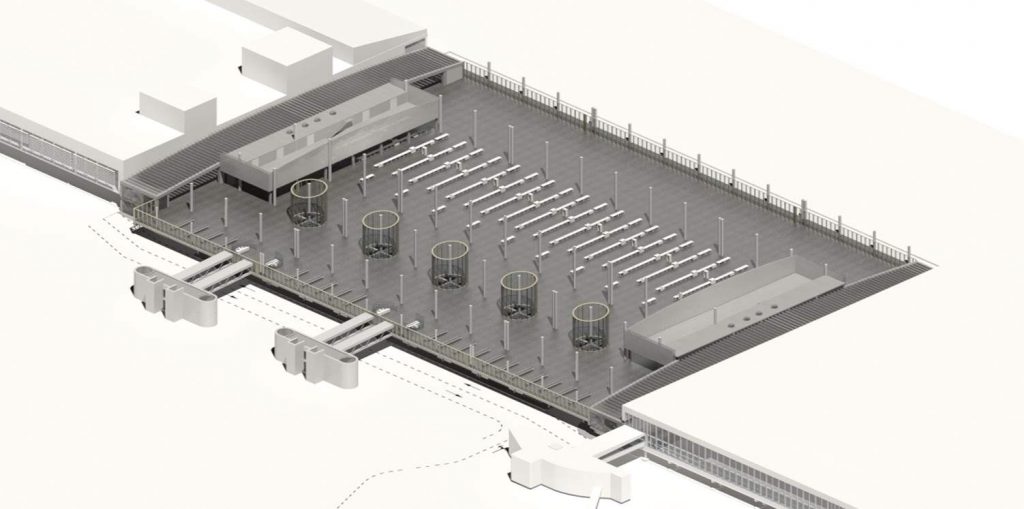 Infografía del la obra del edificio de enlace entre la T1 y la T2 del aeropuerto Tenerife Sur