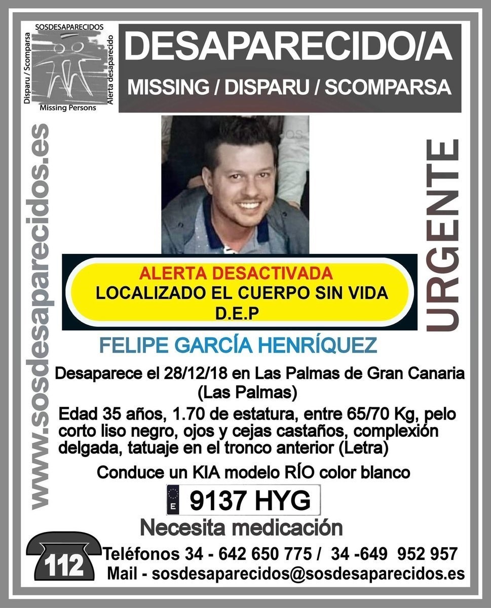 Encuentran sin vida a Felipe García Henríquez, desaparecido en Las Palmas de Gran Canaria