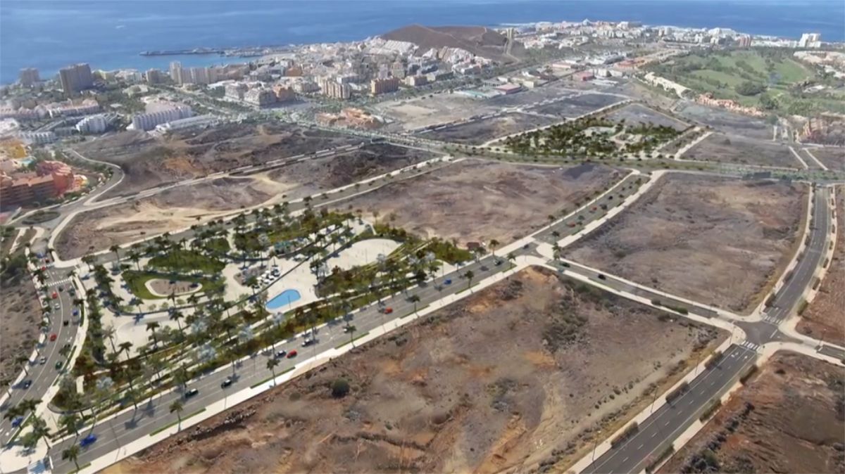 Infografía de los dos parques públicos que se construyen actualmente en El Mojón y que ocuparán una superficie de 53.000 metros cuadrados. DA