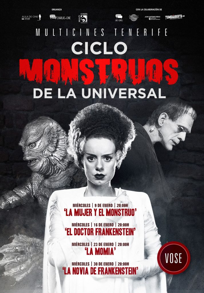 Cartel del ciclo 'Monstruos de la Universal' del Aula de Cine de la ULL.